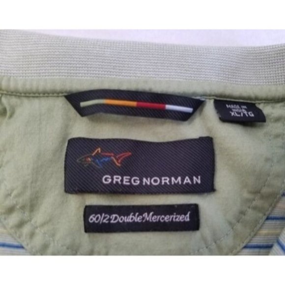 Greg Norman Mens Polo Golf Shirt Size XL Striped Double Mercerized Green - Picture 3 of 11